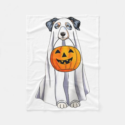 オーストラリアの羊飼いハロウィンおもしろい幽霊の衣装 フリースブランケット (正面)