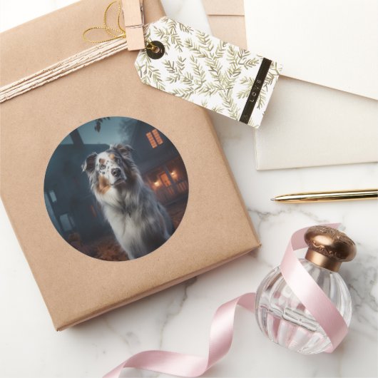 オーストラリアの羊飼いハロウィンホラー ラウンドシール (ギフト)