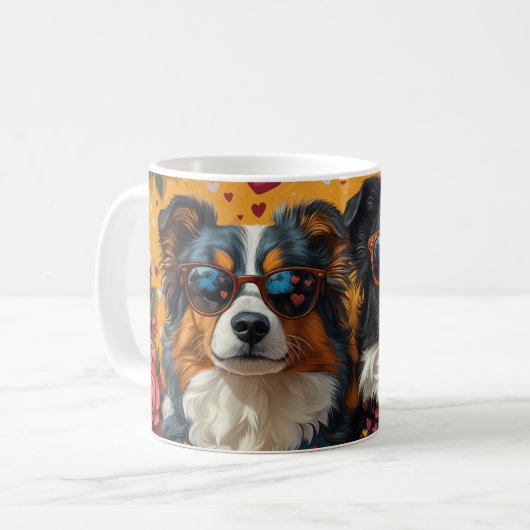 オーストラリアの羊飼いハートバラバレンタインデー コーヒーマグカップ (正面左)