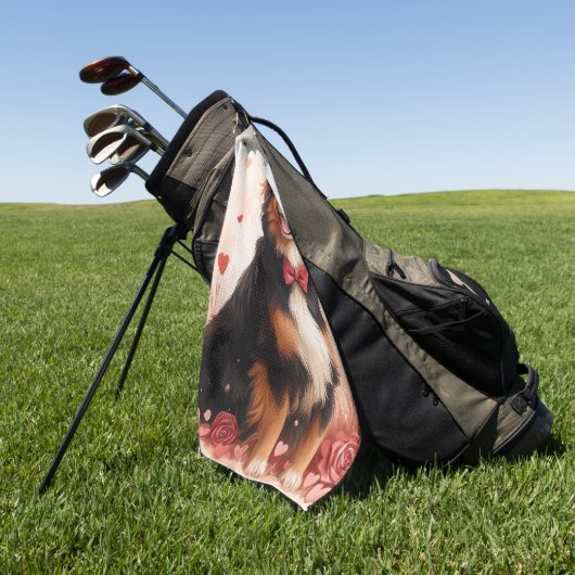 オーストラリアの羊飼いバラ – バレンタインデー ゴルフタオル (グリーン)