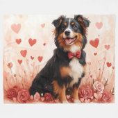 オーストラリアの羊飼いバラ – バレンタインデー フリースブランケット (正面(横))