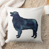 オーストラリアの羊飼いブラックウォーターカラーシルエット クッション (ブランケット)