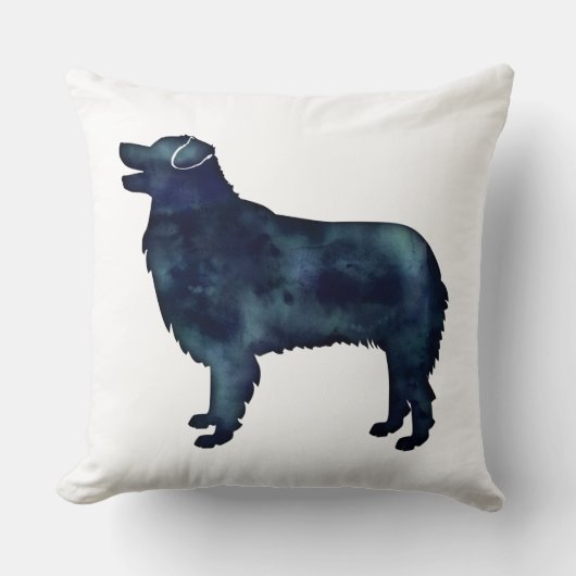 オーストラリアの羊飼いブラックウォーターカラーシルエット クッション (正面)