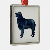 オーストラリアの羊飼いブラックウォーターカラーシルエット メタルオーナメント (右)