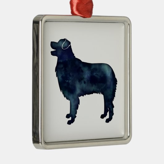 オーストラリアの羊飼いブラックウォーターカラーシルエット メタルオーナメント (右)