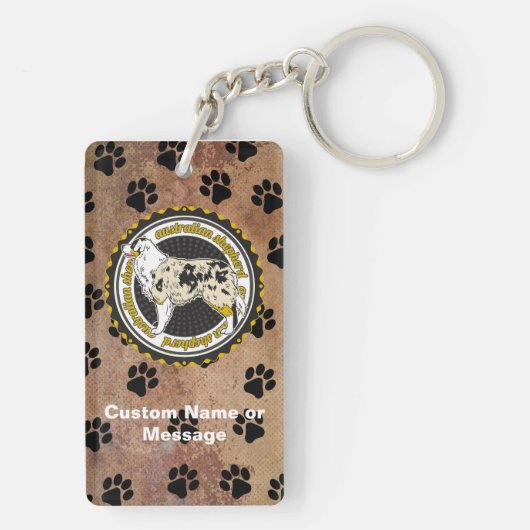 オーストラリアの羊飼いポーズドグーブリー恋人カスタム キーホルダー (裏面)