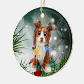 オーストラリアの羊飼いレッドトリコラーセラミックオーナメント セラミックオーナメント (左)