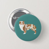 オーストラリアの羊飼いレッドメルボタン 缶バッジ (正面&裏面)