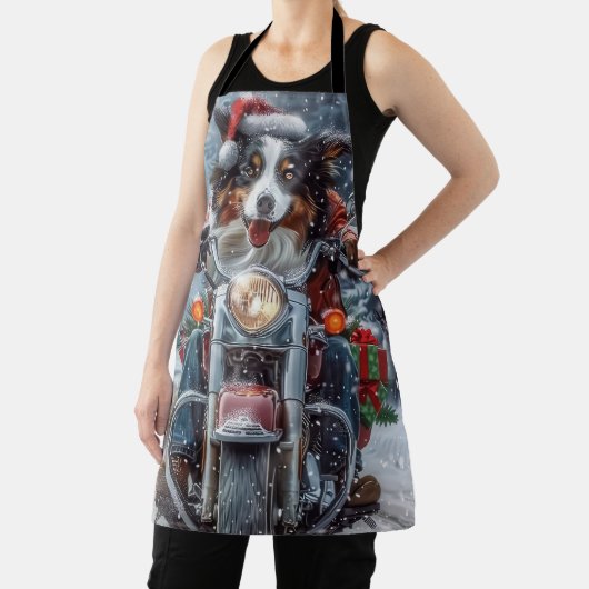 オーストラリアの羊飼い乗馬オートバイクリスマス エプロン (インサイチュ)