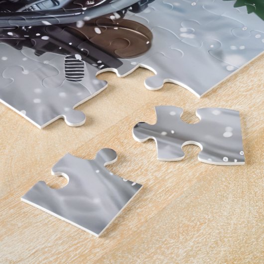 オーストラリアの羊飼い乗馬オートバイクリスマス ジグソーパズル (側面)