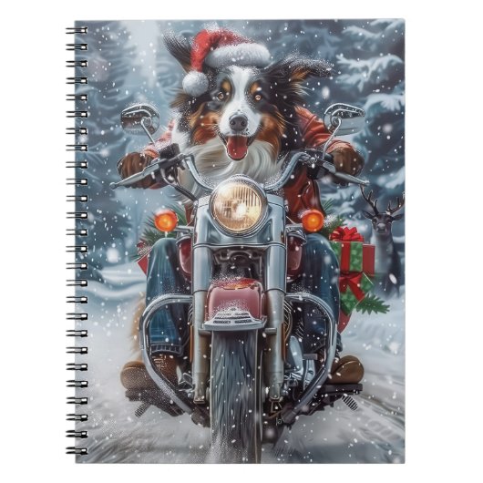 オーストラリアの羊飼い乗馬オートバイクリスマス ノートブック (正面)