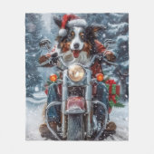 オーストラリアの羊飼い乗馬オートバイクリスマス フリースブランケット (正面)