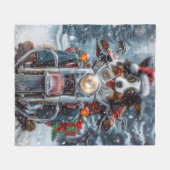 オーストラリアの羊飼い乗馬オートバイクリスマス フリースブランケット (正面(横))