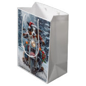 オーストラリアの羊飼い乗馬オートバイクリスマス ミディアムペーパーバッグ (裏面アングル)