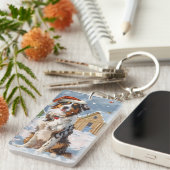 オーストラリアの羊飼い冬のワンダーランドクリスマス キーホルダー (正面右)