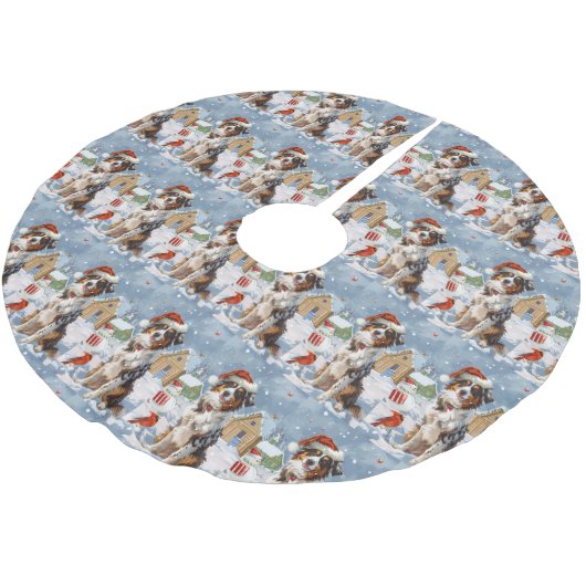 オーストラリアの羊飼い冬のワンダーランドクリスマス ブラッシュドポリエステルツリースカート (アングル)