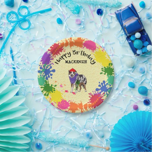 オーストラリアの羊飼い犬おもしろい芸術誕生会     ペーパープレート (パーティー)