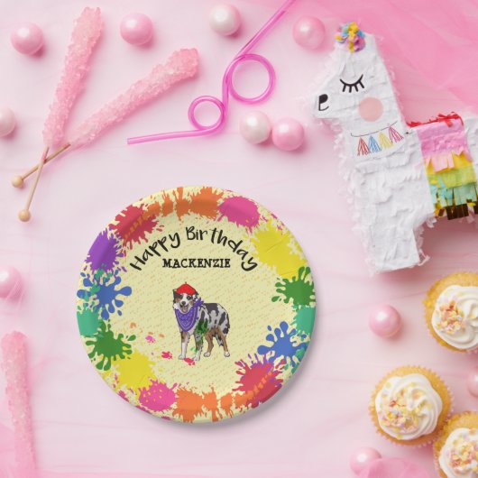 オーストラリアの羊飼い犬おもしろい芸術誕生会     ペーパープレート (パーティー)