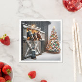 オーストラリアの羊飼い犬とクリスマスホース納屋 スタンダードカクテルナプキン (インサイチュ)