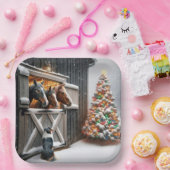 オーストラリアの羊飼い犬とクリスマスホース納屋 ペーパープレート (パーティー)