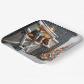 オーストラリアの羊飼い犬とクリスマスホース納屋 ペーパープレート (傾斜あり)