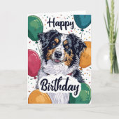 オーストラリアの羊飼い犬と風船誕生日 カード (正面)