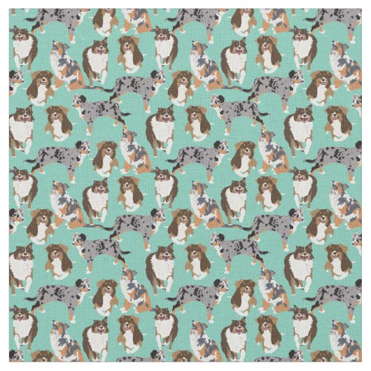 オーストラリアの羊飼い犬のコラージュ ファブリック (クローズアップ)