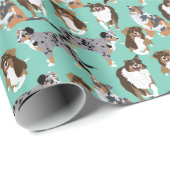 オーストラリアの羊飼い犬のコラージュ ラッピングペーパー (ロールコーナー)