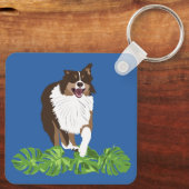 オーストラリアの羊飼い犬のトロピカル離れ キーホルダー (裏面)