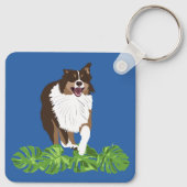 オーストラリアの羊飼い犬のトロピカル離れ キーホルダー (裏面)