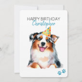 オーストラリアの羊飼い犬のパーソナライズハッピーバースデー カード (正面)