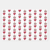 オーストラリアの羊飼い犬の恋人のバレンタインギフト ラッピングペーパーシート (正面3)