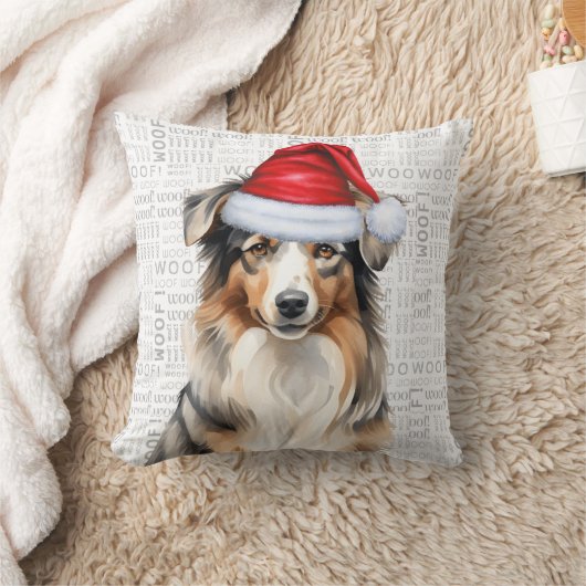 オーストラリアの羊飼い犬の水の色のクリスマス クッション (ブランケット)