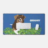 オーストラリアの羊飼い犬の熱帯葉 デスクマット (キーボード&マウス)