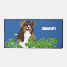 オーストラリアの羊飼い犬の熱帯葉 デスクマット