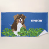 オーストラリアの羊飼い犬の熱帯葉 ビーチタオル (正面)