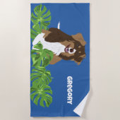 オーストラリアの羊飼い犬の熱帯葉 ビーチタオル (正面)