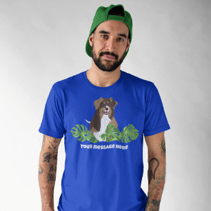オーストラリアの羊飼い犬の熱帯葉 Tシャツ