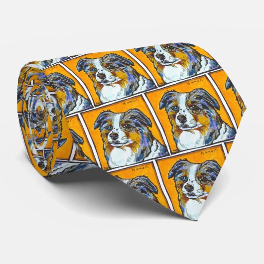 オーストラリアの羊飼い犬の芸術の絵画のおもしろいのカラフル ネクタイ (ロール)