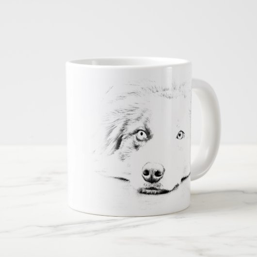 オーストラリアの羊飼い犬の芸術 ジャンボコーヒーマグカップ (正面右)