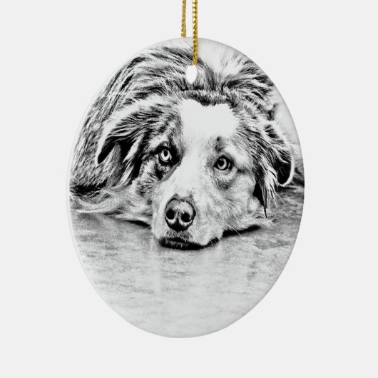 オーストラリアの羊飼い犬の芸術 セラミックオーナメント (右)