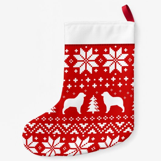 オーストラリアの羊飼い犬はかわいいパターンのシルエットを描きます スモールクリスマスストッキング (裏面)