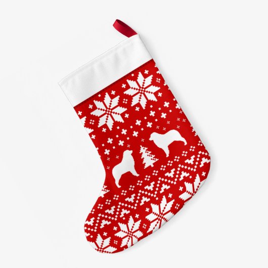 オーストラリアの羊飼い犬はかわいいパターンのシルエットを描きます スモールクリスマスストッキング (裏面 (吊り時))