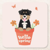 オーストラリアの羊飼い犬インフラワーポット スクエアペーパーコースター (正面)