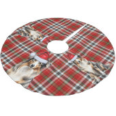 オーストラリアの羊飼い犬オンプレイドホリデー ブラッシュドポリエステルツリースカート (アングル)