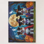 オーストラリアの羊飼い犬カボチャおもしろいハロウィン ジグソーパズル (縦)