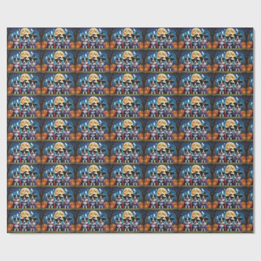 オーストラリアの羊飼い犬カボチャおもしろいハロウィン ラッピングペーパー (フラット)