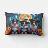 オーストラリアの羊飼い犬カボチャおもしろいハロウィン ランバークッション (裏面)