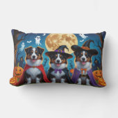 オーストラリアの羊飼い犬カボチャおもしろいハロウィン ランバークッション (正面)