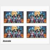 オーストラリアの羊飼い犬カボチャおもしろいハロウィン 長方形シール (シート)